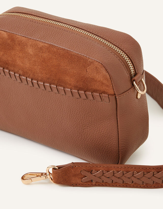 Leather Stitch Detail Camera Bag, Tan (TAN), large