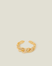 14ct Gold-Plated Adjustable Braided Ring, , large