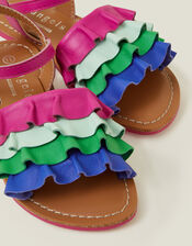 Leather Ruffle Sandals, Multi (BRIGHTS MULTI), large