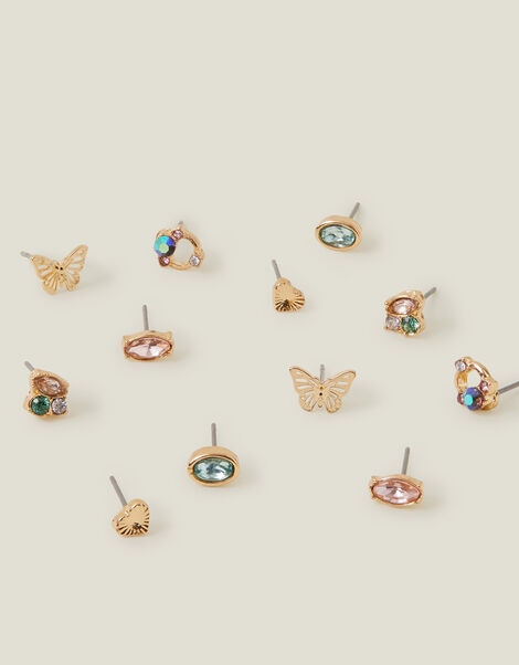 6-Pack Butterfly Stone Stud Earrings, , large