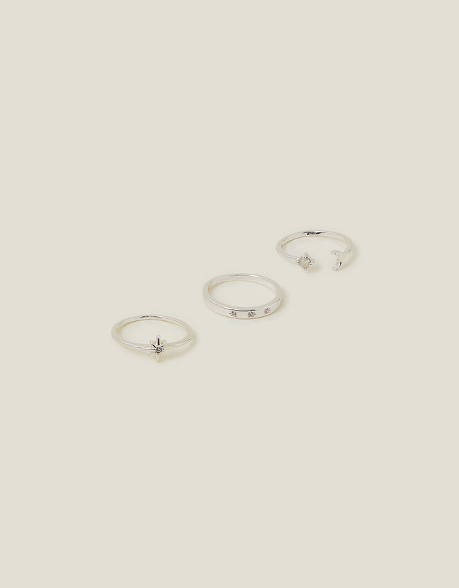 3-Pack Sterling Silver-Plated Celestial Rings, Silver (ST SILVER), large