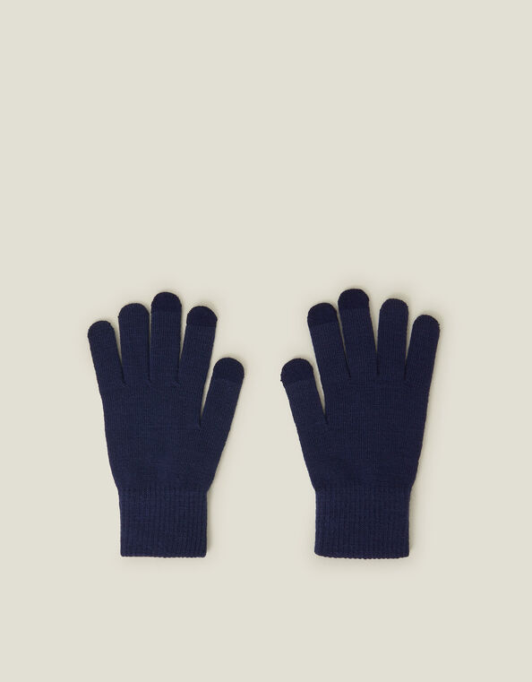 Touchscreen Long Cuff Knit Gloves, Blue (NAVY), large