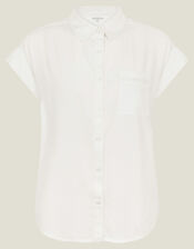 Cap Sleeve Pocket Shirt, White (WHITE), large