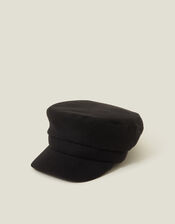 Textured Baker Boy Hat, Black (BLACK), large