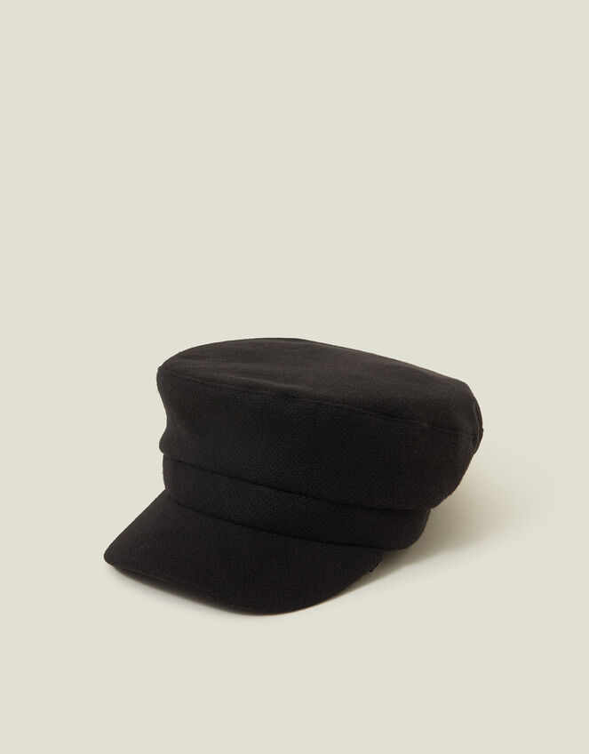 Textured Baker Boy Hat, Black (BLACK), large