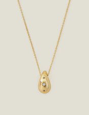 14ct Gold-Plated Diamante Teardrop Pendant Necklace, , large