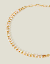 14ct Gold-Plated Marquise Tennis Bracelet, , large