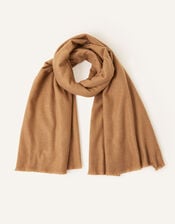 Plain Super-Soft Blanket Scarf Camel, , large