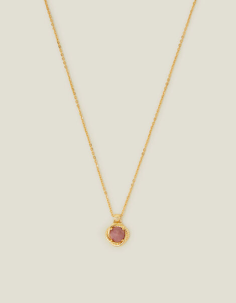 14ct Gold-Plated Rhodonite Healing Pendant Necklace, , large