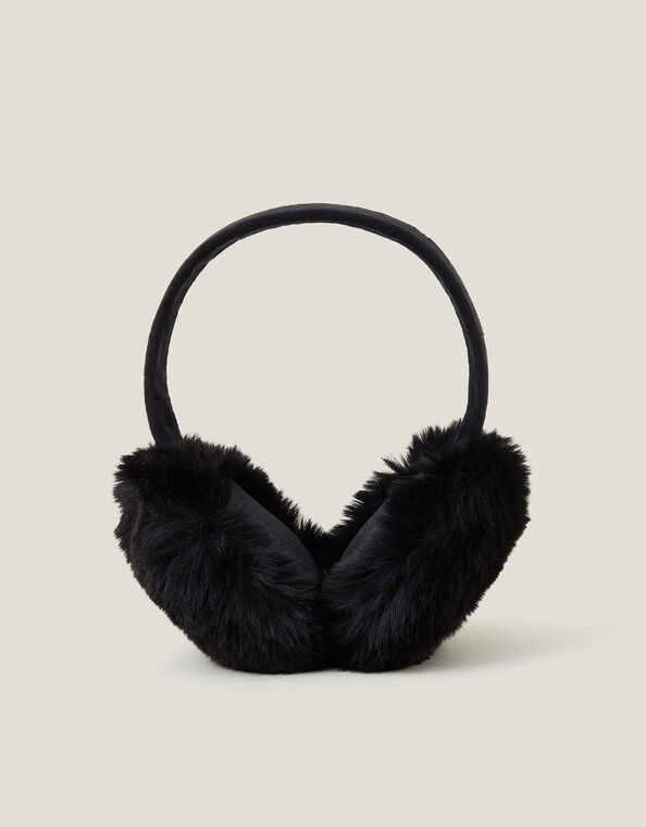 Faux Fur Earmuffs, Black (BLACK), large