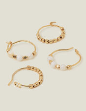 2-Pack 14ct Gold-Plated Seed Pearl Hoops, , large