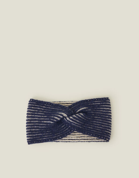 Twist Knit Bando Headband, Blue (NAVY), large