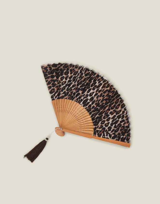 Leopard Print Bamboo Fan, , large