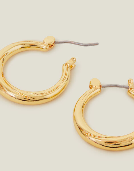 14ct Gold-Plated Twist Hoop Earrings, , large