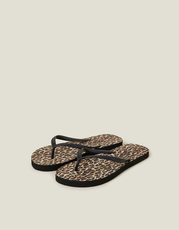 Leopard Print Flip Flops, Multi (DARKS MULTI), large