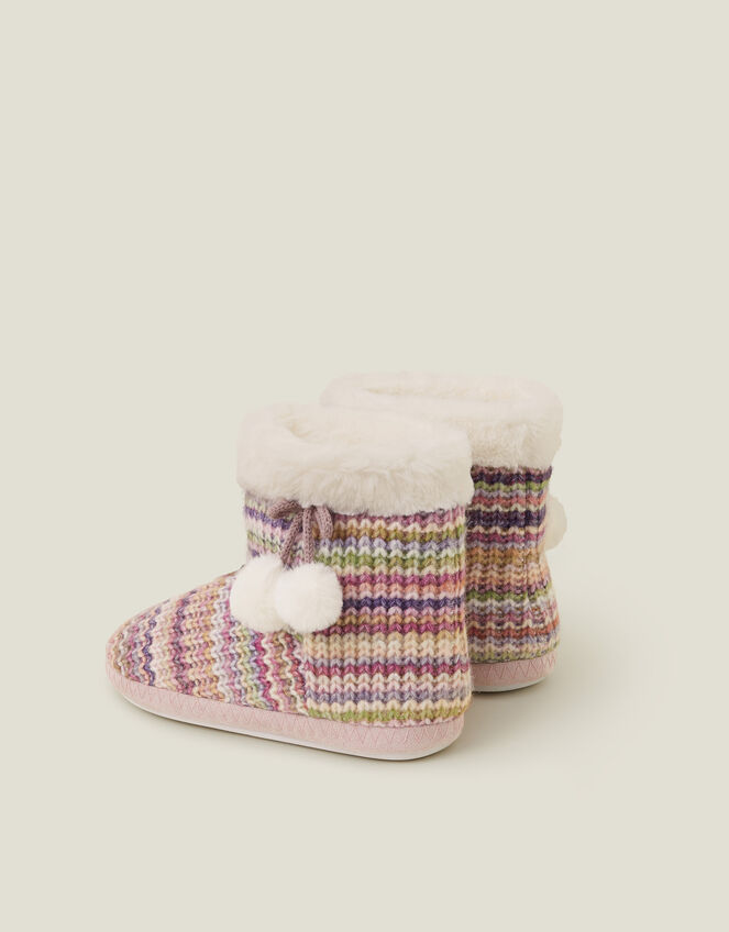 Stripe Knit Slipper Boots, Multi (PASTEL MULTI), large