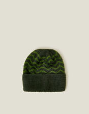 Fuzzy Chevron Beanie Hat, , large