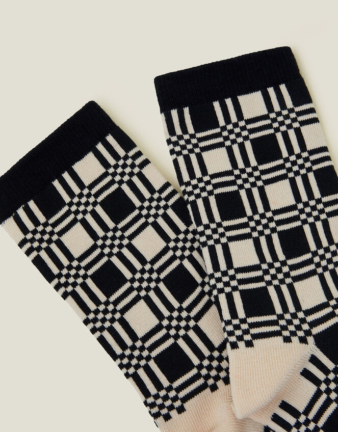 Geometric Square Print Socks, , large