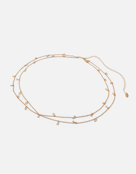 Crystal Drop Layered Belly Chain, , large