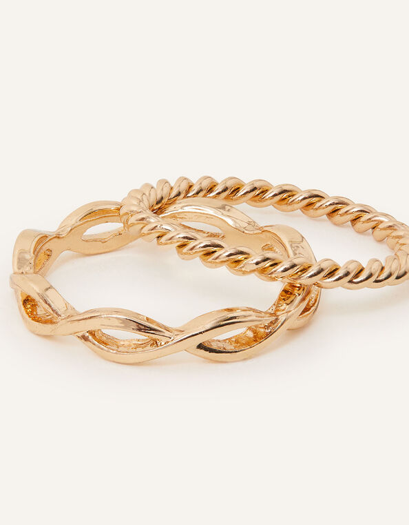 Textured Skinny Rings Set of Two, Gold (GOLD), large