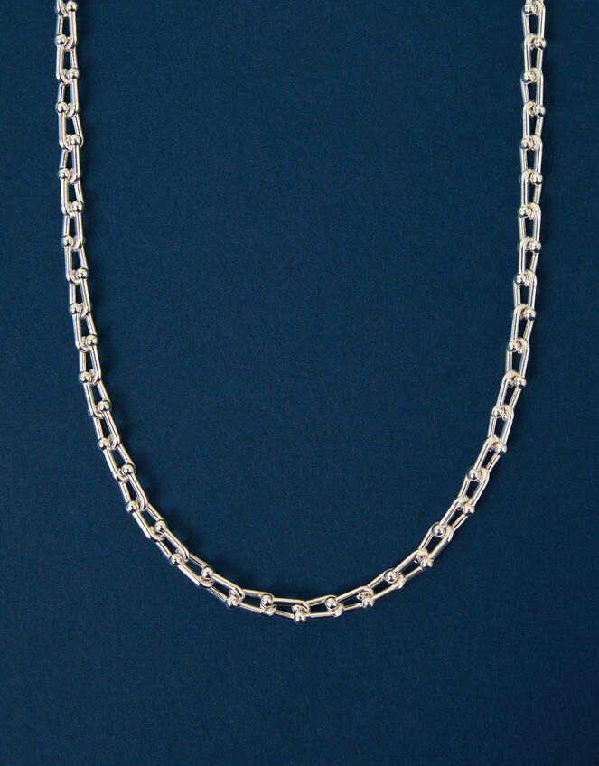 Sterling Silver-Plated Chunky Chain Necklace, , large