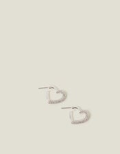 Pave Heart Hoop Earrings, , large