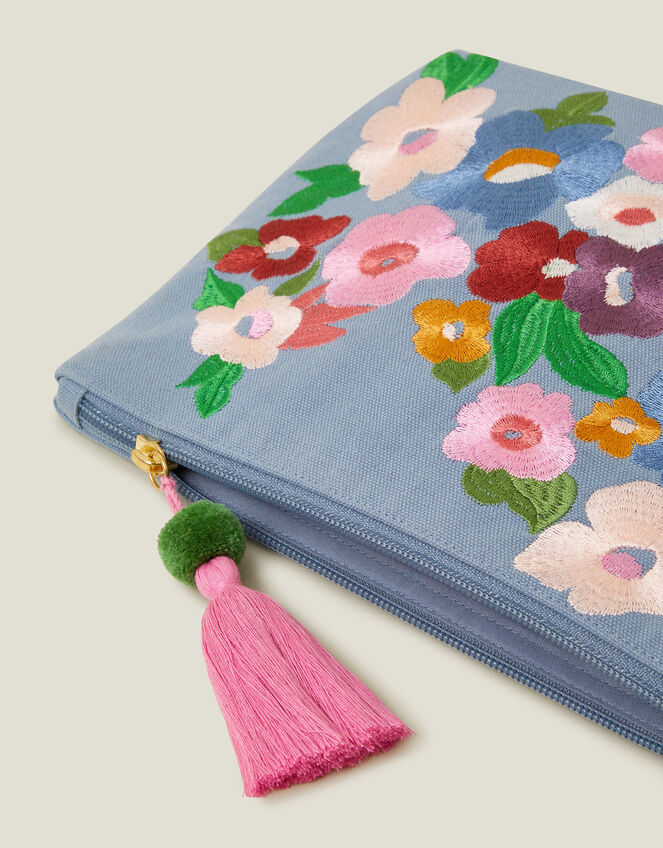 Embroidered Floral Make Up Bag, , large