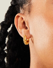 14ct Gold-Plated Bobble Round Hoop Earrings, , large