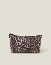 Quilted Leopard Print Wash Bag, , large