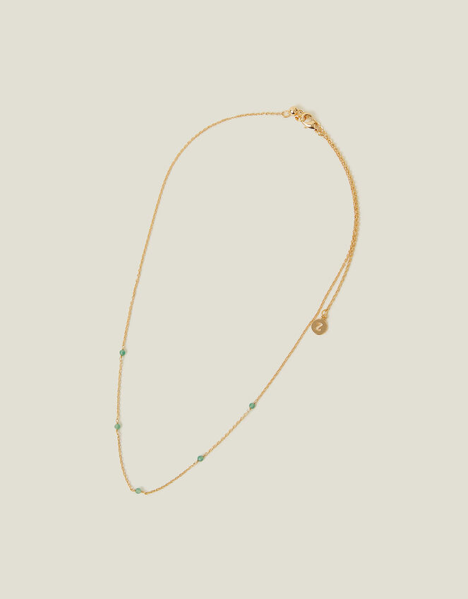 14ct Gold-Plated Aventurine Station Necklace, , large