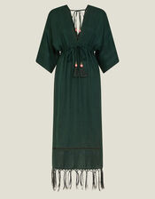 Tassel Kimono Dress, Green (DARK GREEN), large