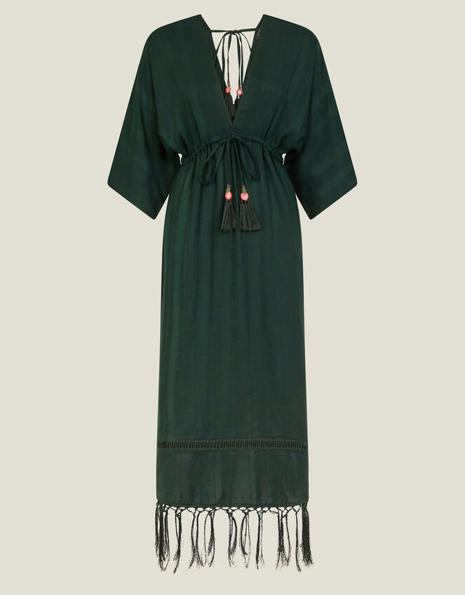 Tassel Kimono Dress, Green (DARK GREEN), large