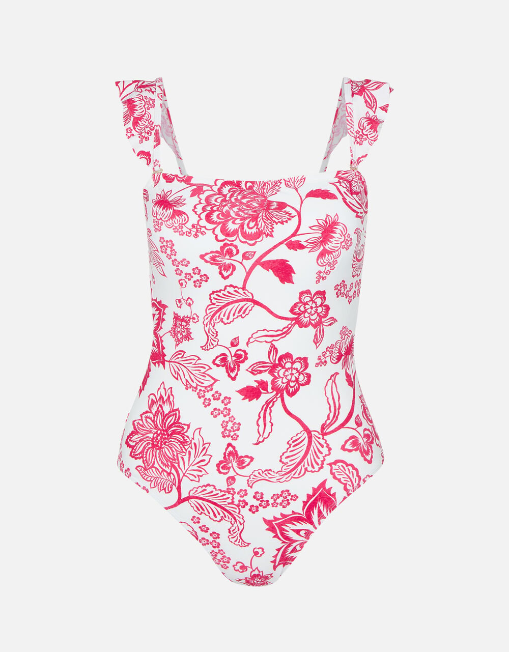 Floral Frill Shoulder Swimsuit Red | Swimsuits | Accessorize UK