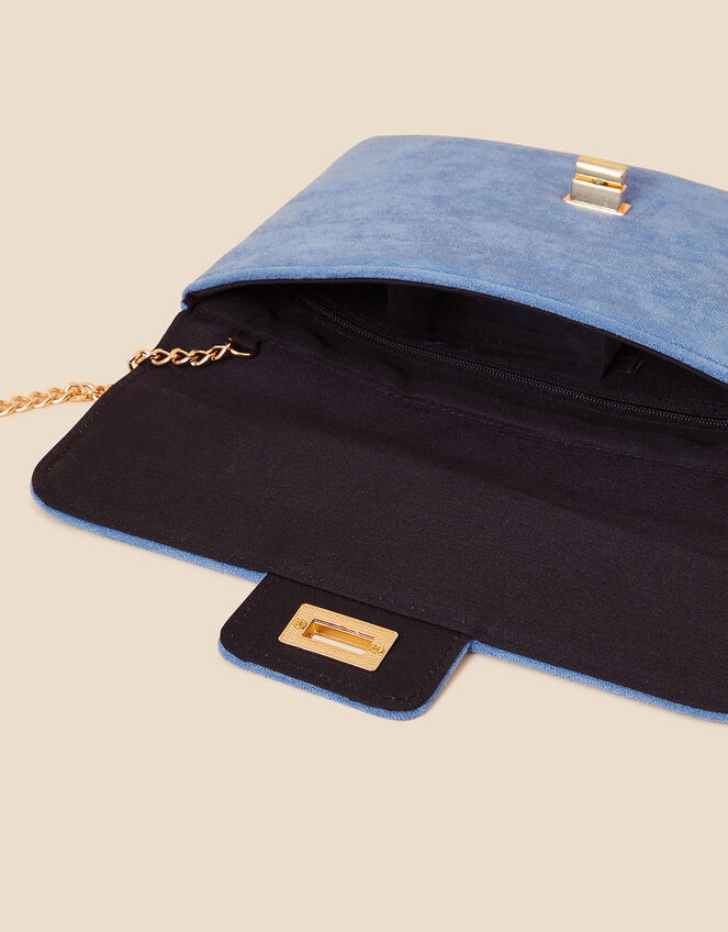 Suedette Flat Fold Clutch, Blue (BLUE), large