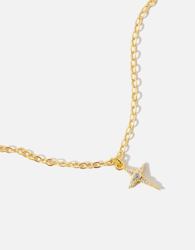 14ct Gold-Plated Star Cross Pendant, , large
