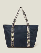 Webbing Strap Tote Bag, Blue (NAVY), large