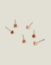 3-Pack 14ct Gold-Plated Stud Earrings, , large