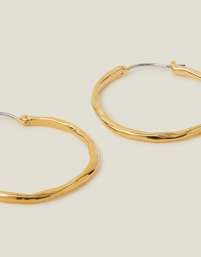 14ct Gold-Plated Molten Hoops, , large