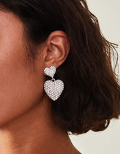 Pave Double Heart Earrings, , large