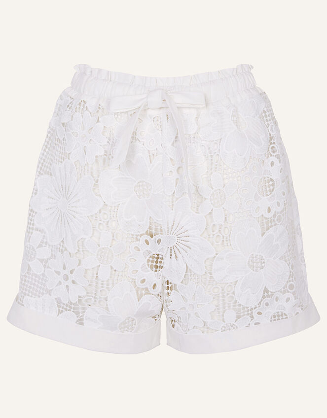 Lace Flower Shorts, White (WHITE), large