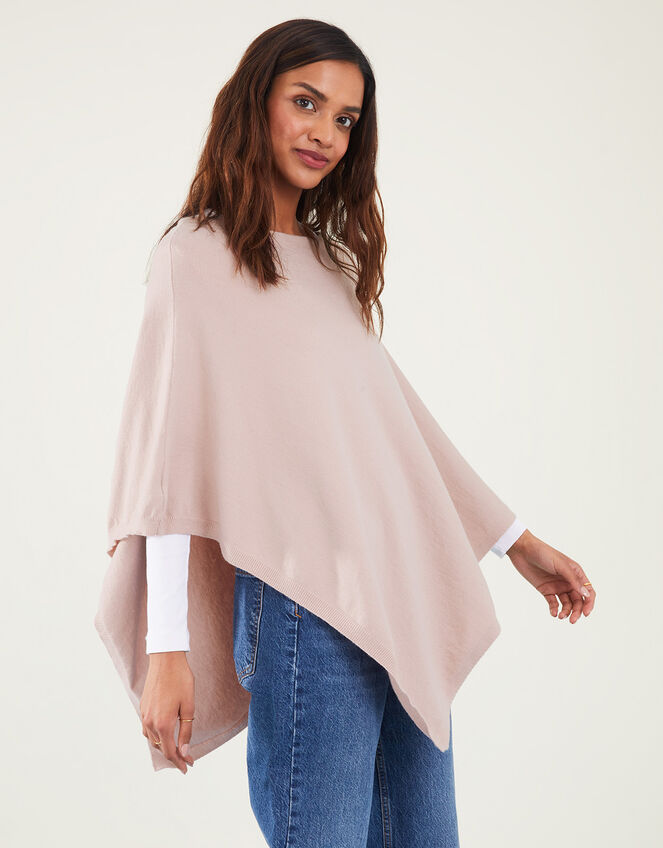 Lightweight Knit Poncho, Pink (PALE PINK), large