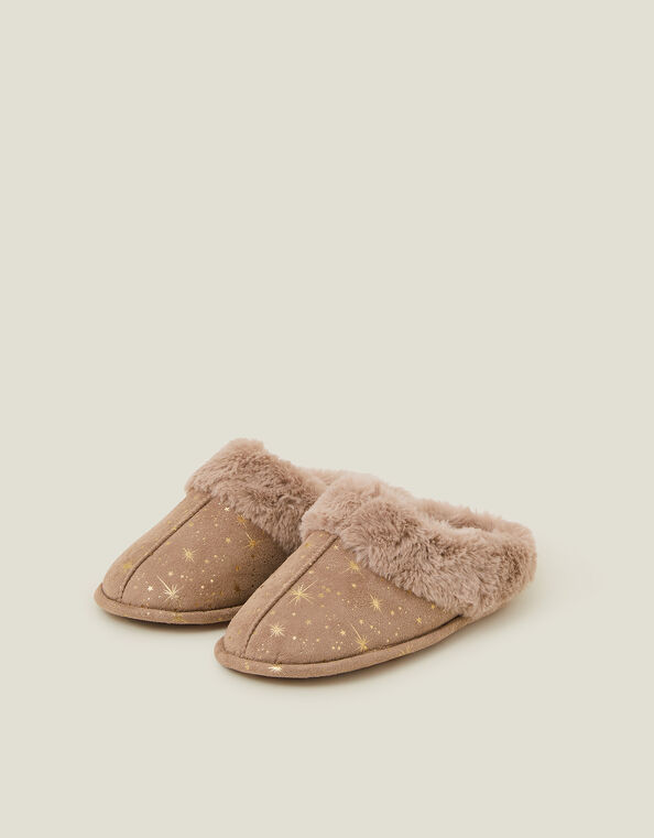 Foil Star Mule Slippers, Natural (NATURAL), large