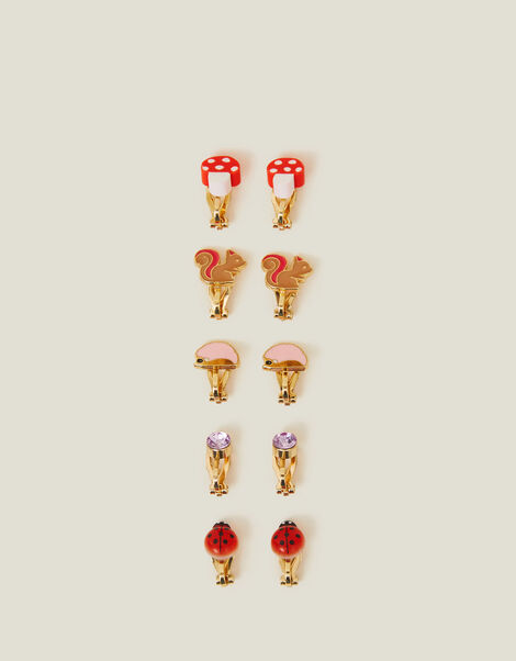 5-Pack Girls Woodland Clip-on Earrings, , large