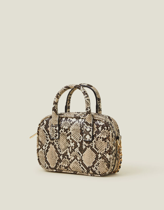 Mini Faux Snakeskin Cross-Body Bag, , large