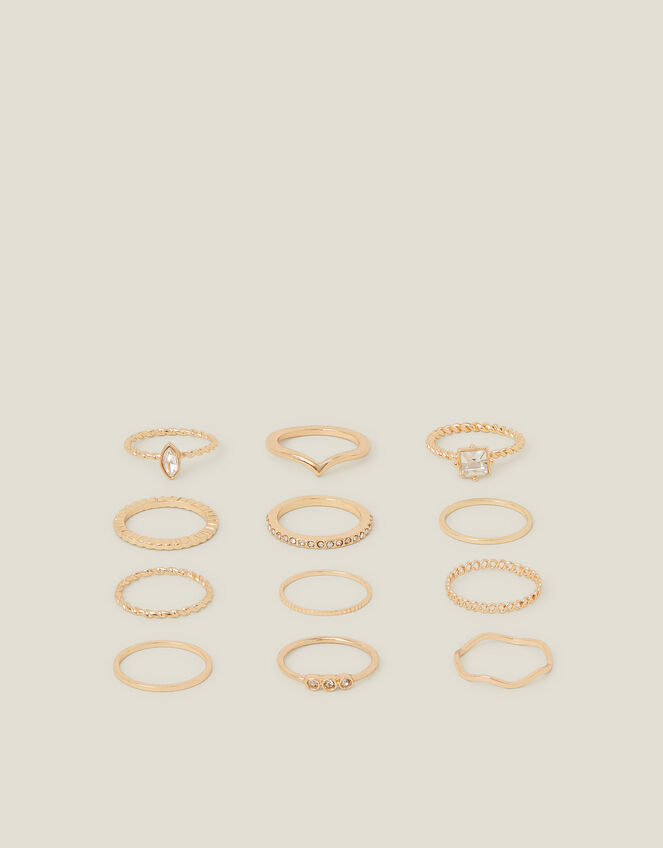 Crystal Rings 12 Pack, Gold (GOLD), large