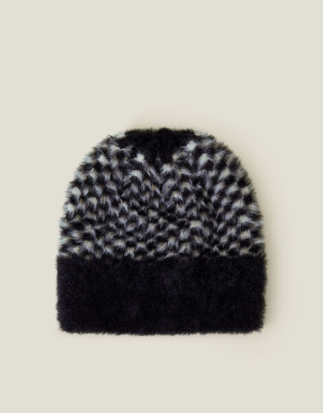 Checkerboard Fluffy Beanie, , large