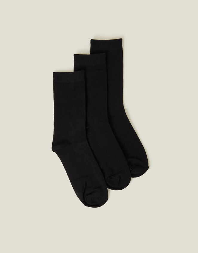 3-Pack Ankle Socks, Black (BLACK), large