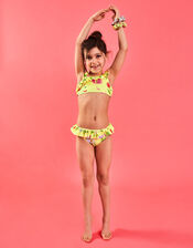 Girls Floral Print Bikini, Yellow (YELLOW), large