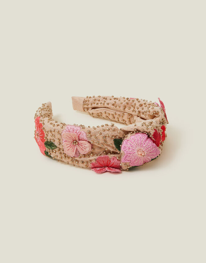 Girls Flower Embellished Headband, , large