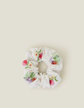 Floral Embroidered Hair Scrunchie, , large